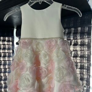 Rare Editions Ivory and Blush Rose Applique Party Dress